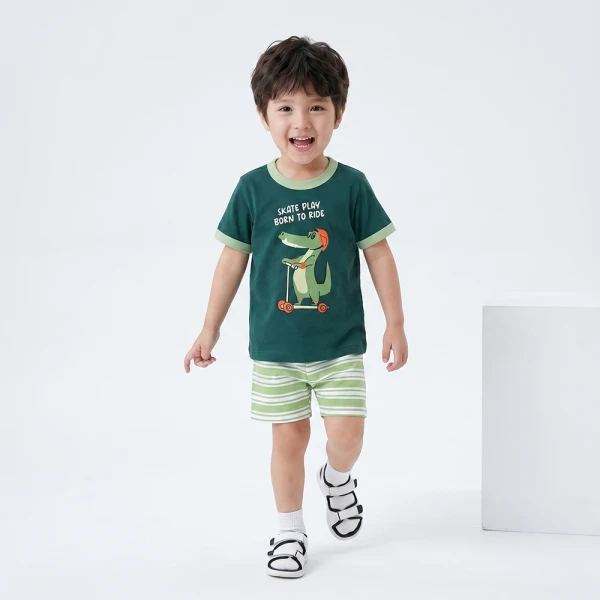 Bộ bé trai ngắn Animo Easy SU26 HN0526066 (1-4Y,Xanh lá đậm)
