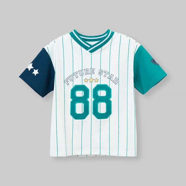 Bộ bé trai ngắn cổ tim Animo champs SP26 HN0526053 (1-6Y,Trắng-Lá)