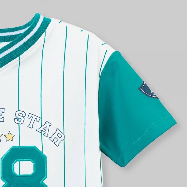 Bộ bé trai ngắn cổ tim Animo champs SP26 HN0526053 (1-6Y,Trắng-Lá)