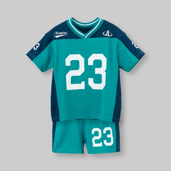 Bộ bé trai ngắn cổ tim Animo champs SP26 HN0526055 (1-6Y,Lá)