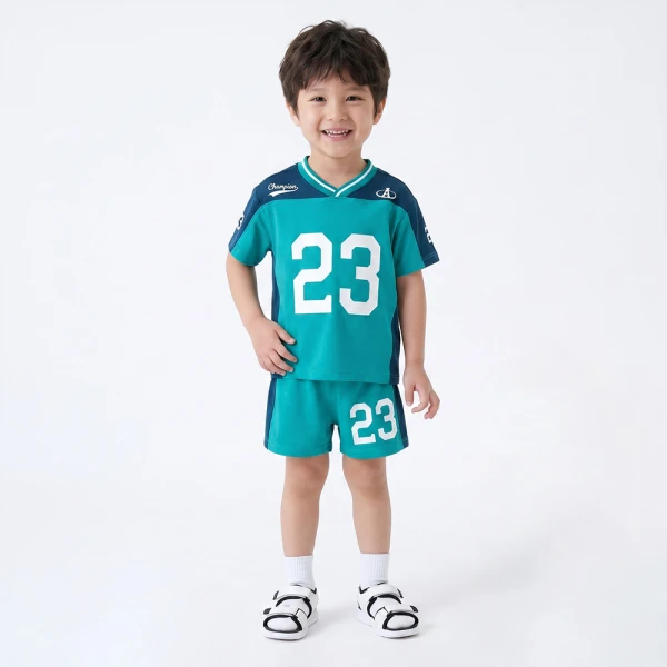 Bộ bé trai ngắn cổ tim Animo champs SP26 HN0526055 (1-6Y,Lá)