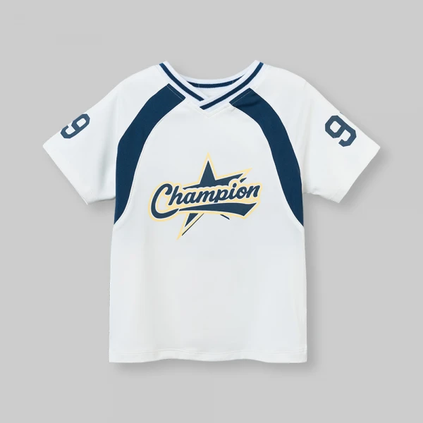 Bộ bé trai ngắn cổ tim Animo champs SP26 HN0626008 (1-6Y,Trắng-Dương)