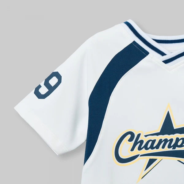 Bộ bé trai ngắn cổ tim Animo champs SP26 HN0626008 (1-6Y,Trắng-Dương)
