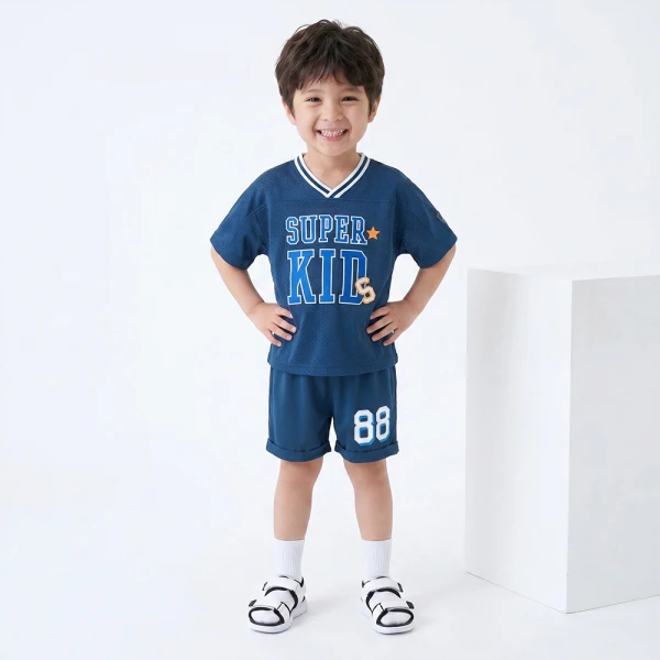 Bộ bé trai ngắn cổ tim Animo champs SP26 HN0626009 (1-6Y,Dương)
