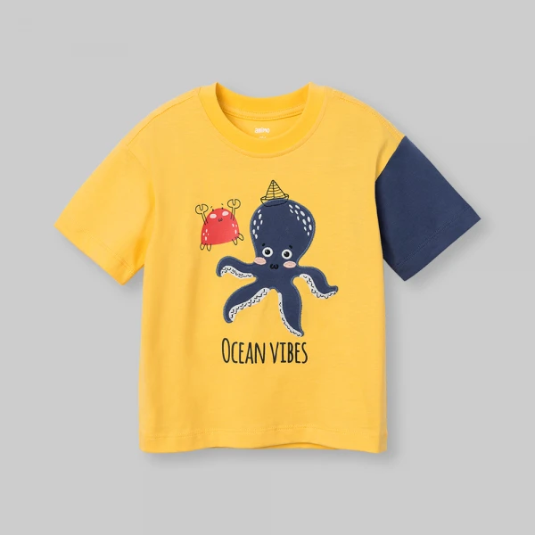 Bộ bé trai ngắn polo Animo Ocean Friends SP26 HN0626014 (1-6Y,Vàng-Dương)