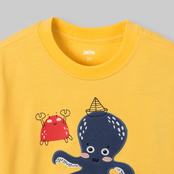 Bộ bé trai ngắn polo Animo Ocean Friends SP26 HN0626014 (1-6Y,Vàng-Dương)