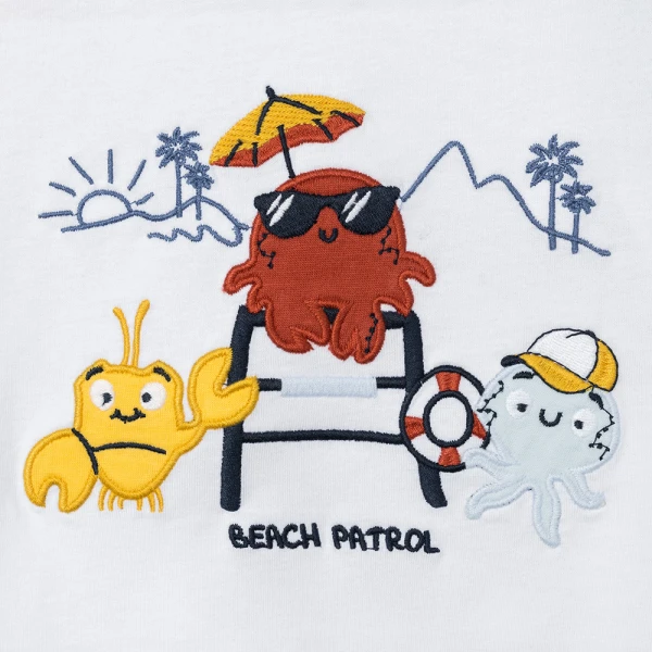 Bộ bé trai ngắn polo Animo Ocean Friends SP26 HN0626017 (1-6Y,Trắng-Vàng)