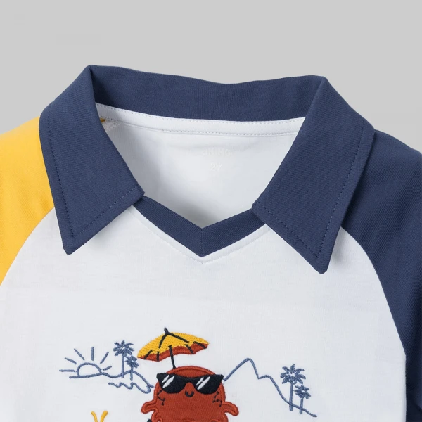 Bộ bé trai ngắn polo Animo Ocean Friends SP26 HN0626017 (1-6Y,Trắng-Vàng)