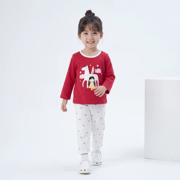 Bộ bé gái dài Animo Easy SU26 TX0526082 (1Y-4Y,Đỏ-Trắng)