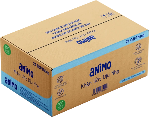 Thùng Khăn Ướt Dịu Nhẹ Animo không mùi (100 tờ)