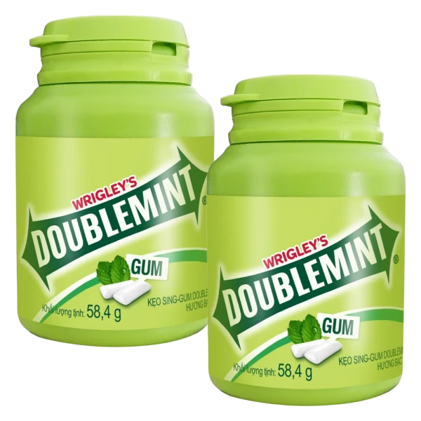 Combo 2 Kẹo cao su DM Peppermint (bạc hà) hũ 58,4g