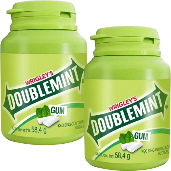 Combo 2 Kẹo cao su DM Peppermint (bạc hà) hũ 58,4g