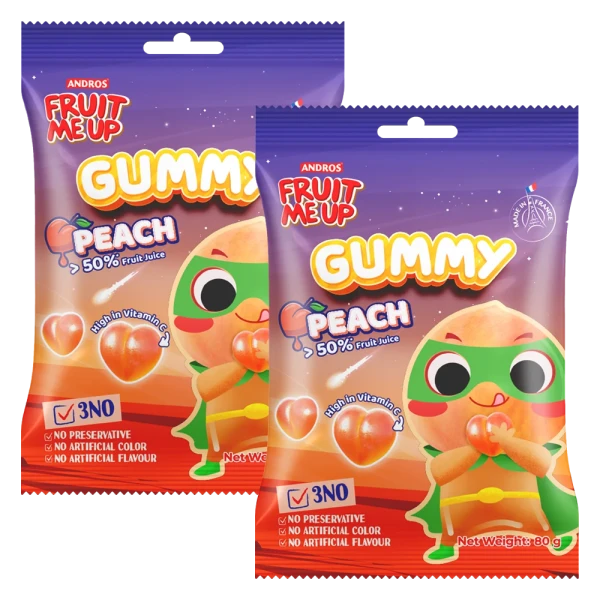 Combo 2 FRUIT ME UP KẸO DẺO VỊ ĐÀO TÚI 80G