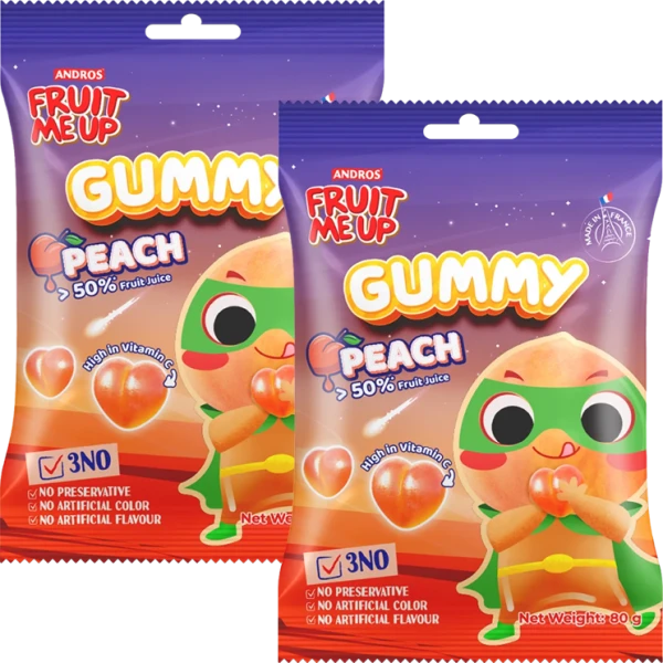 Combo 2 FRUIT ME UP KẸO DẺO VỊ ĐÀO TÚI 80G