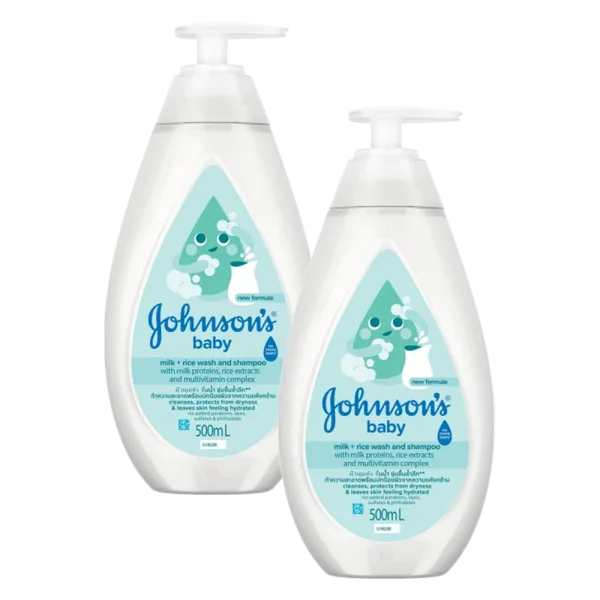 Combo 2 Sữa tắm gội to&agrave;n th&acirc;n Johnson's Baby Sữa v&agrave; Gạo 500ml