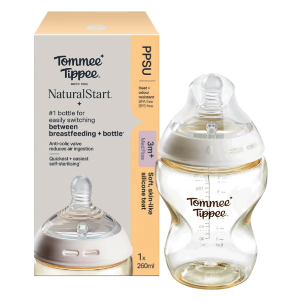 Bình Sữa PPSU Ty Siêu Mềm Tự Nhiên Tommee Tippee 260ml, Núm Ty Của Bình 3-6 Tháng