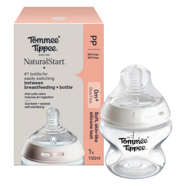 Bình Sữa PP Ty Siêu Mềm Tự Nhiên Tommee Tippee 150ml, Núm Ty Của Bình 0-3 Tháng