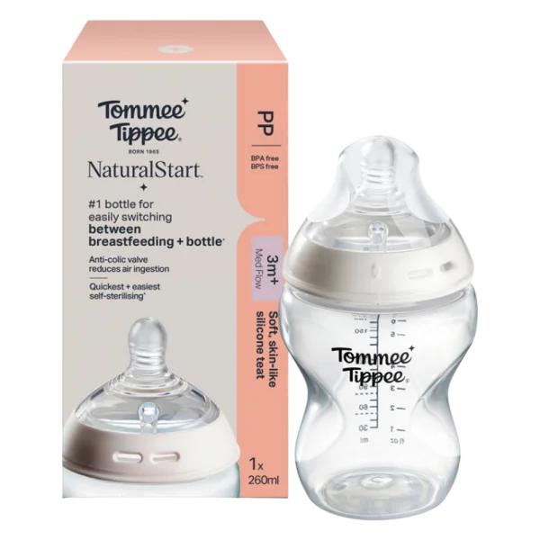 Bình Sữa PP Ty Siêu Mềm Tự Nhiên Tommee Tippee 260ml, Núm Ty Của Bình 3-6 Tháng