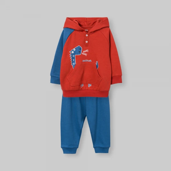 Bộ đông bé trai dài Animo Khủng long FW26 VD0726036 (1-4Y,Đỏ-Xanh)