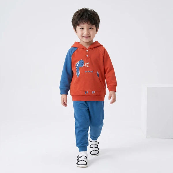 Bộ đông bé trai dài Animo Khủng long FW26 VD0726036 (1-4Y,Đỏ-Xanh)