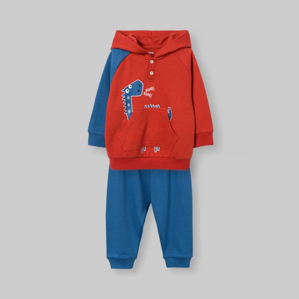 Bộ đông bé trai dài Animo Khủng long FW26 VD0726036 (1-4Y,Đỏ-Xanh)