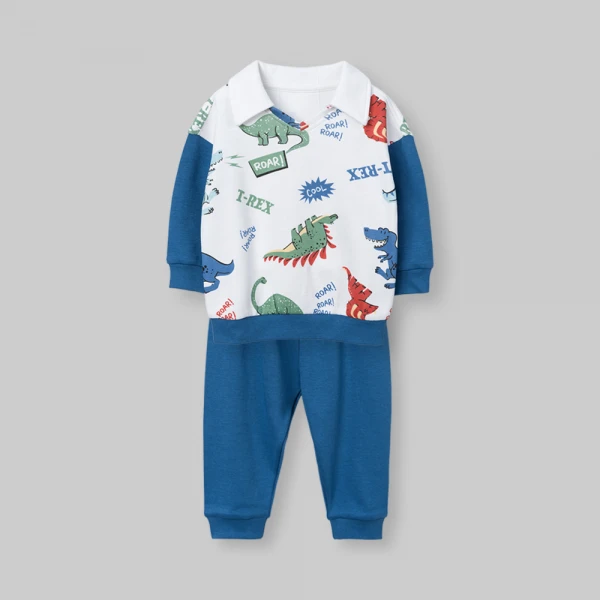 Bộ đông bé trai dài Animo Khủng long FW26 VD0726038 (1-4Y,Đỏ-Xanh)