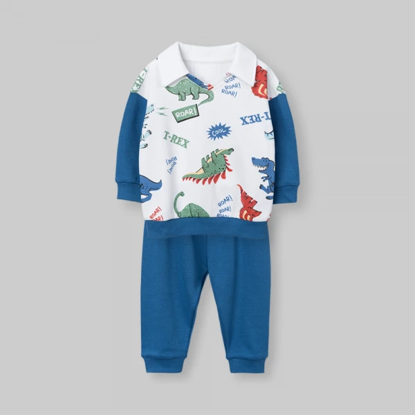 Bộ đông bé trai dài Animo Khủng long FW26 VD0726038 (1-4Y,Đỏ-Xanh)