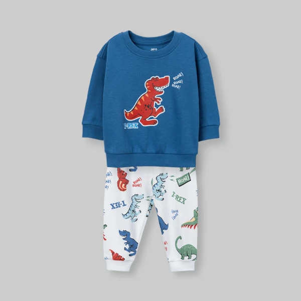 Bộ đông bé trai dài Animo Khủng long FW26 VD0726039 (1-4Y,Đỏ-Xanh)