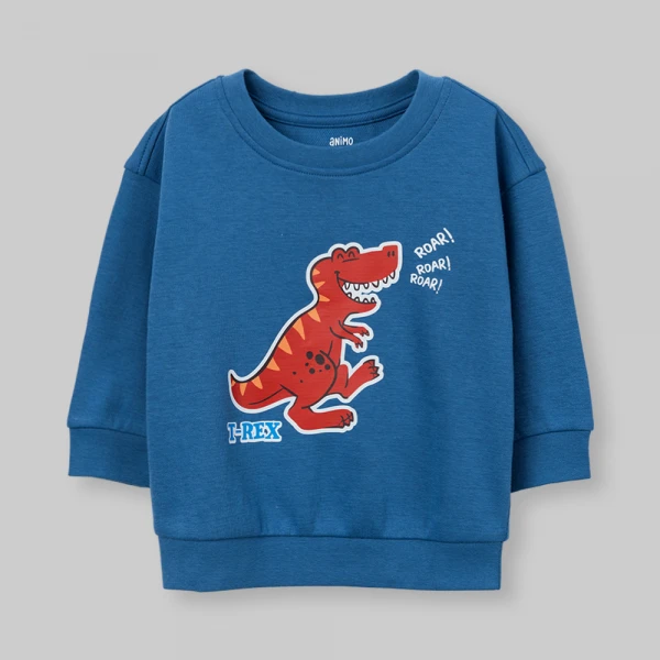 Bộ đông bé trai dài Animo Khủng long FW26 VD0726039 (1-4Y,Đỏ-Xanh)