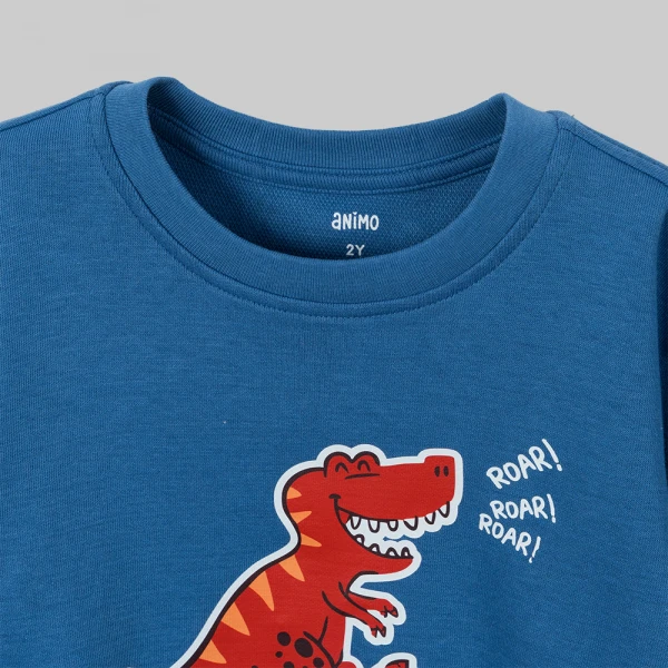 Bộ đông bé trai dài Animo Khủng long FW26 VD0726039 (1-4Y,Đỏ-Xanh)