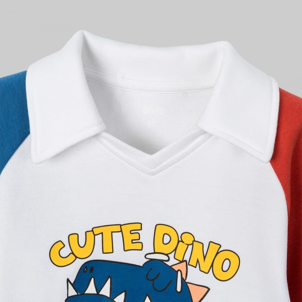 Bộ đông bé trai dài Animo Khủng long FW26 VD0726040 (1-4Y,Đỏ-Xanh)