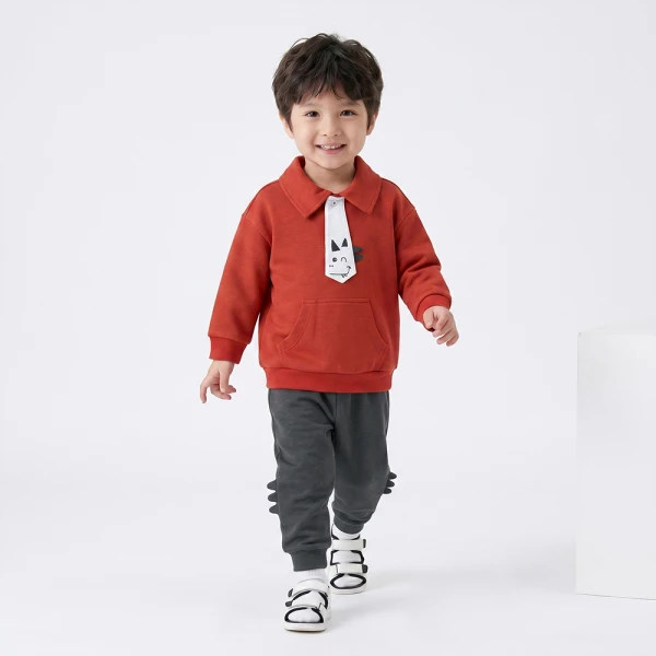 Bộ đông bé trai dài Animo Khủng long FW26 VD0726041 (1-4Y,Đỏ-Xanh)