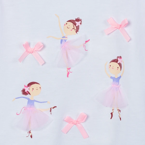 Bộ bé gái ngắn áo tay phồng chân váy Animo LU0526085 (1Y-6Y,Trắng-Hồng)