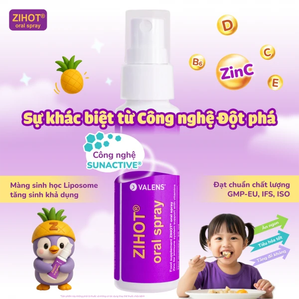 Xịt Bổ Sung Kẽm Nano Và Vitamin Hỗ Trợ Sức Đề Kháng Zihot Oral Spray (Hộp 25ml)