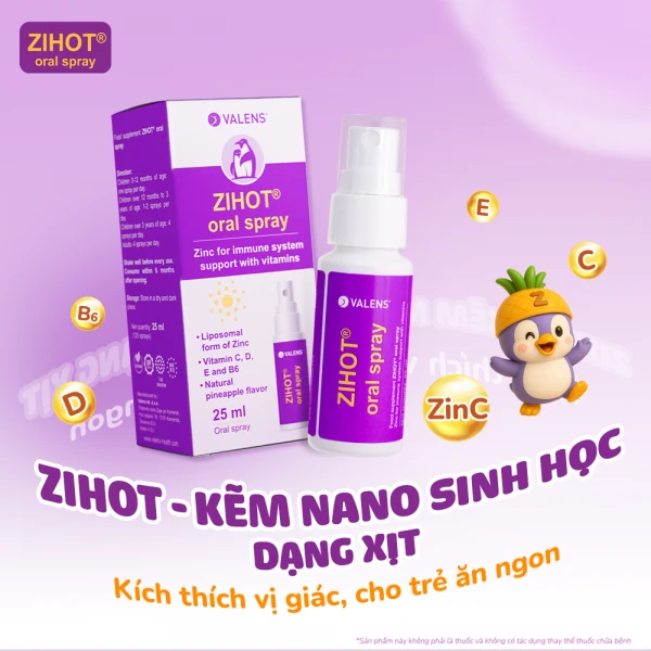 Xịt Bổ Sung Kẽm Nano Và Vitamin Hỗ Trợ Sức Đề Kháng Zihot Oral Spray (Hộp 25ml)