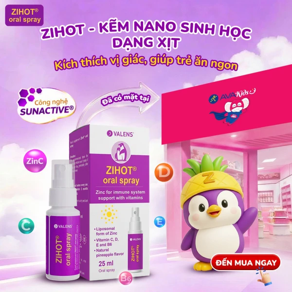 Xịt Bổ Sung Kẽm Nano Và Vitamin Hỗ Trợ Sức Đề Kháng Zihot Oral Spray (Hộp 25ml)