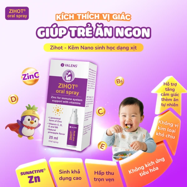 Xịt Bổ Sung Kẽm Nano Và Vitamin Hỗ Trợ Sức Đề Kháng Zihot Oral Spray (Hộp 25ml)