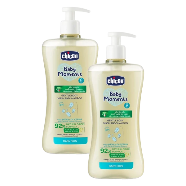 Combo 2 Sữa tắm gội chiết xuất Yến Mạch Chicco 0M+ 500ml