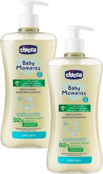 Combo 2 Sữa tắm gội chiết xuất Yến Mạch Chicco 0M+ 500ml