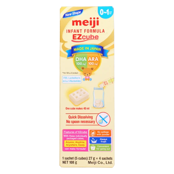 Sản phẩm dinh dưỡng công thức cho trẻ từ 0 đến 12 tháng tuổi: Meiji 0-1 year old INFANT FORMULA EZCube 