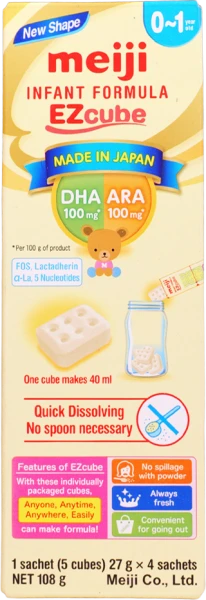 Sản phẩm dinh dưỡng công thức cho trẻ từ 0 đến 12 tháng tuổi: Meiji 0-1 year old INFANT FORMULA EZCube 