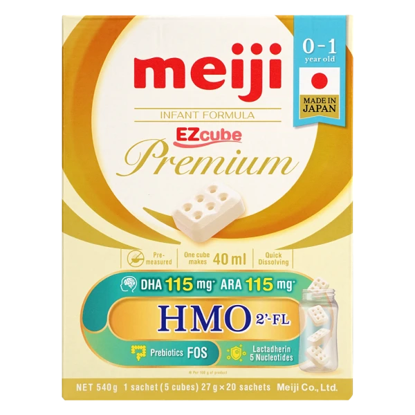 Sản phẩm dinh dưỡng công thức cho trẻ từ 0 đến 12 tháng tuổi: Meiji 0-1 year old INFANT FORMULA EZCube Premium 