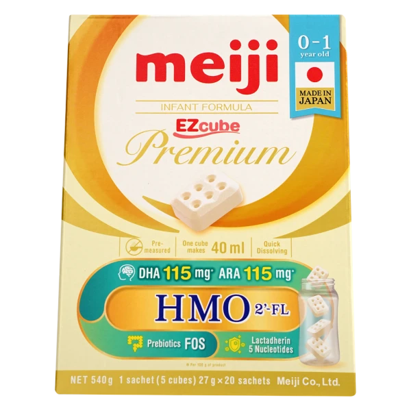 Sản phẩm dinh dưỡng công thức cho trẻ từ 0 đến 12 tháng tuổi: Meiji 0-1 year old INFANT FORMULA EZCube Premium 