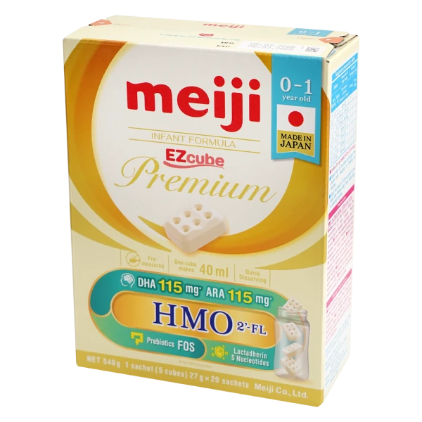 Sản phẩm dinh dưỡng công thức cho trẻ từ 0 đến 12 tháng tuổi: Meiji 0-1 year old INFANT FORMULA EZCube Premium 