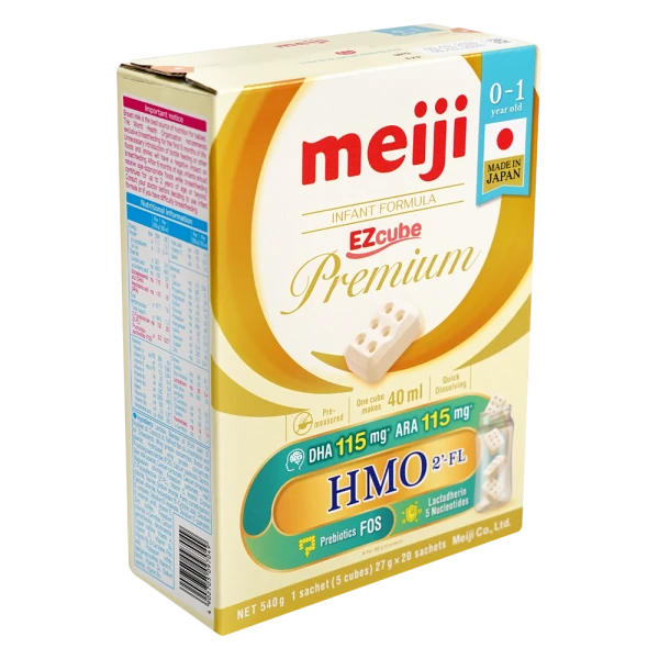 Sản phẩm dinh dưỡng công thức cho trẻ từ 0 đến 12 tháng tuổi: Meiji 0-1 year old INFANT FORMULA EZCube Premium 