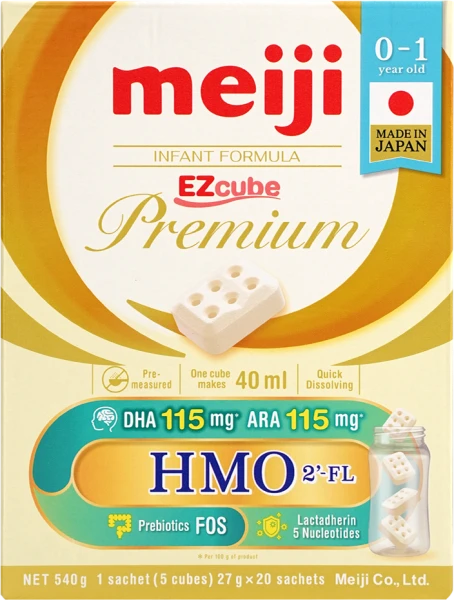 Sản phẩm dinh dưỡng công thức cho trẻ từ 0 đến 12 tháng tuổi: Meiji 0-1 year old INFANT FORMULA EZCube Premium 