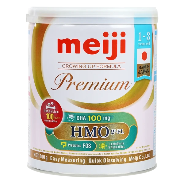 Sản phẩm dinh dưỡng công thức với mục đích ăn bổ sung cho trẻ từ 1 đến 3 tuổi: Meiji 1-3 years old GROWING UP FORMULA Premium