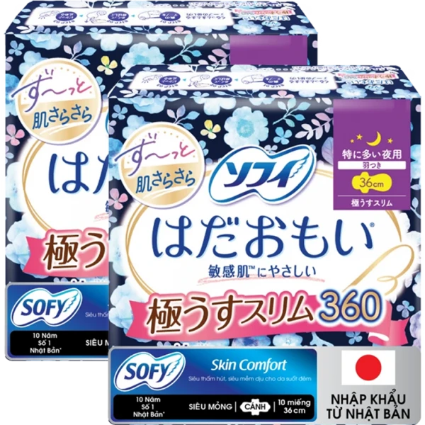 Combo 2 Băng vệ sinh Sofy Skin Comfort Ultrathin Cánh 36cm (10 miếng)