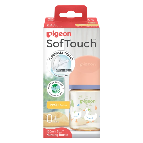 BÌNH SỮA PPSU SOFTOUCH BABY-FRIENDLY WORLD PIGEON HOẠ TIẾT ĐÀN NGỖNG 160ML