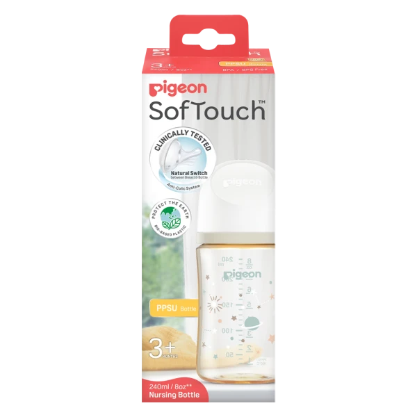 BÌNH SỮA PPSU SOFTOUCH BABY-FRIENDLY WORLD PIGEON HOẠ TIẾT DẢI NGÂN HÀ 240ML